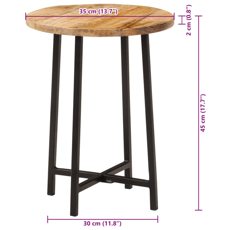 Couchtisch 35x35x45 cm Massivholz Mango und Eisen