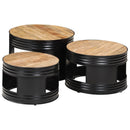 Beistelltische Fass-Design 3 Stk. Raues Massivholz Mango