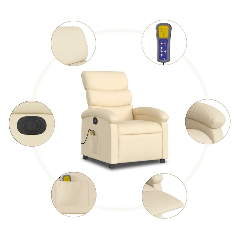 Massagesessel Elektrisch Creme Stoff