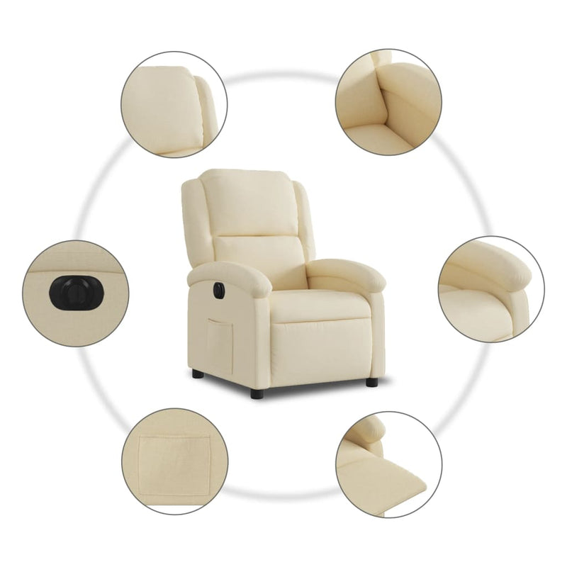 Relaxsessel Elektrisch Creme Stoff