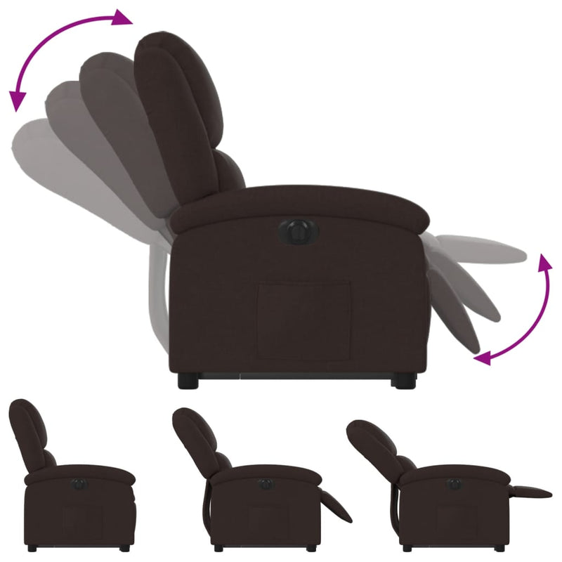 Relaxsessel mit Aufstehhilfe Elektrisch Dunkelbraun Stoff