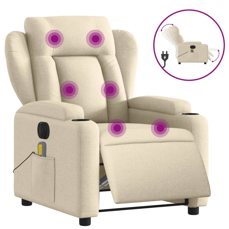 Massagesessel Elektrisch Creme Stoff