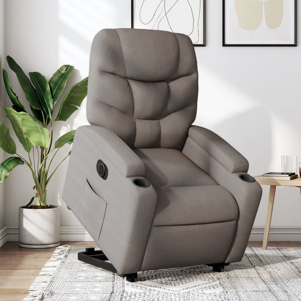 Relaxsessel mit Aufstehhilfe Elektrisch Taupe Stoff