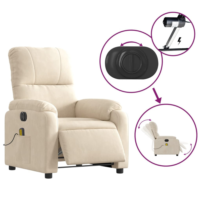 Massagesessel Elektrisch Beige Mikrofasergewebe