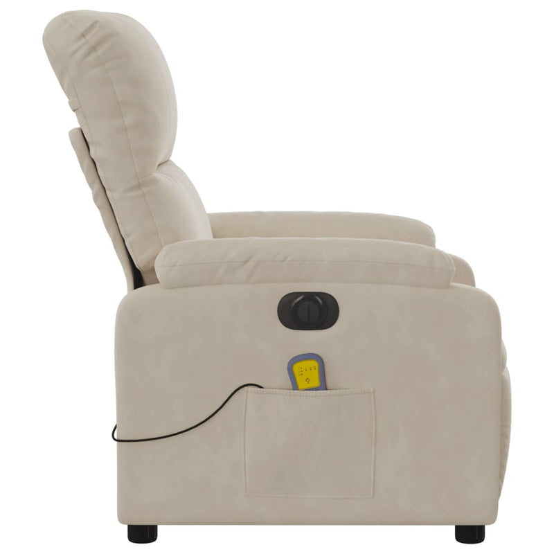 Massagesessel Elektrisch Beige Mikrofasergewebe