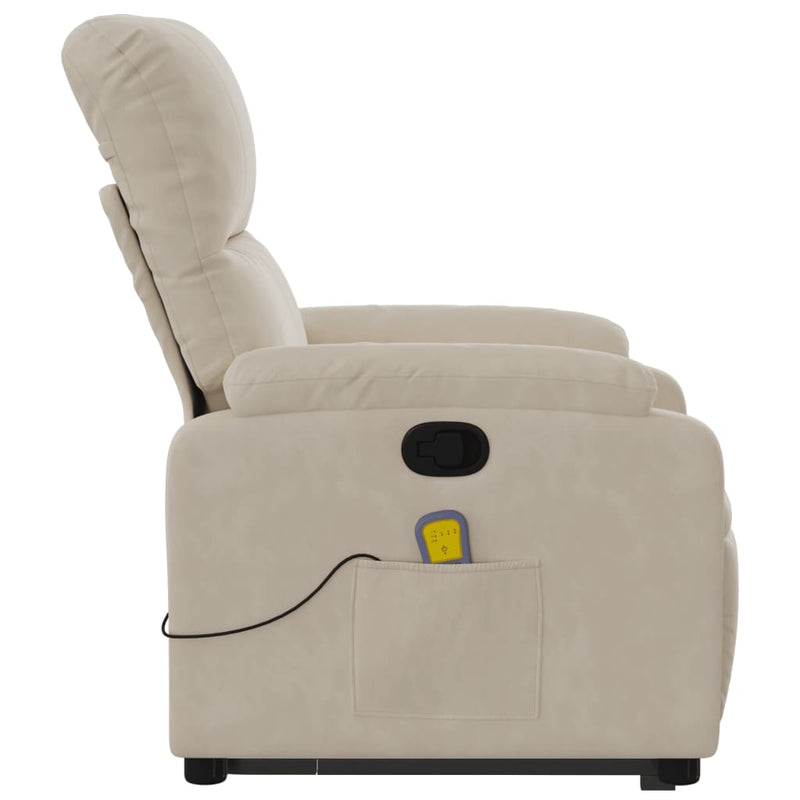 Massagesessel mit Aufstehhilfe Beige Mikrofasergewebe