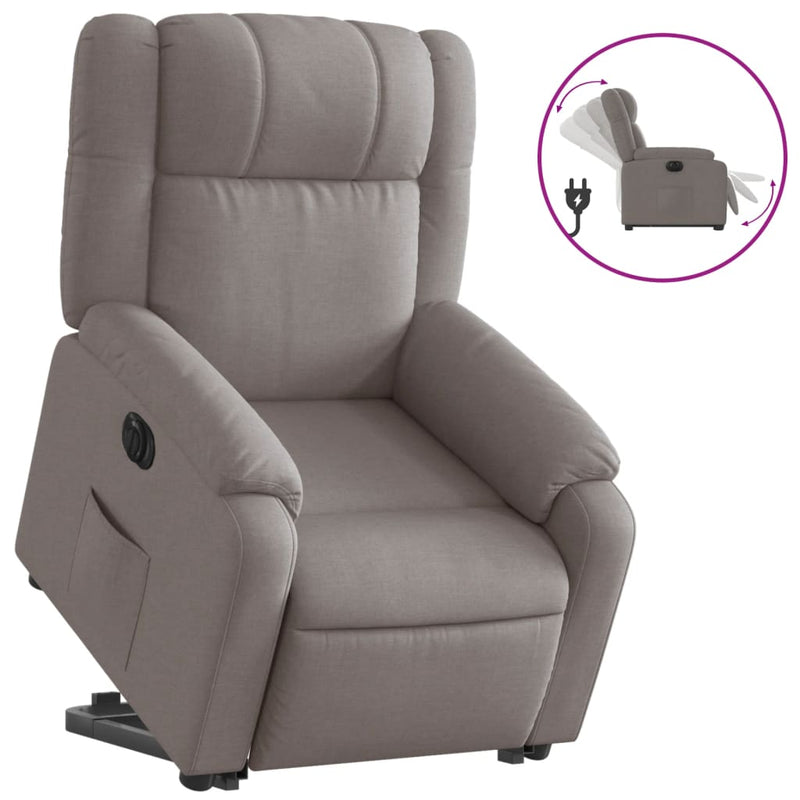 Relaxsessel mit Aufstehhilfe Elektrisch Taupe Stoff