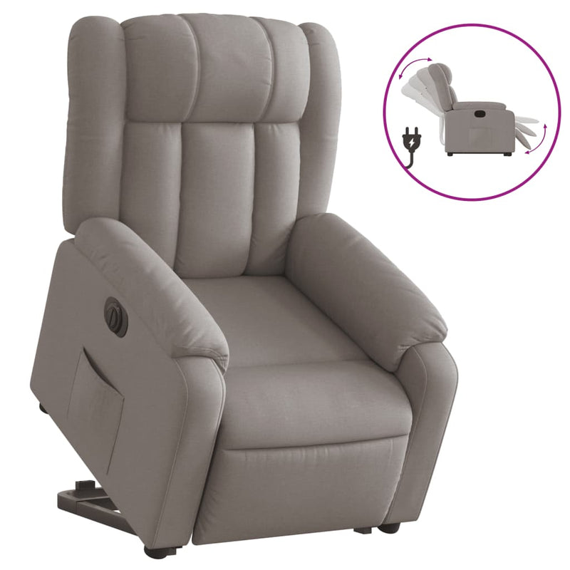 Relaxsessel mit Aufstehhilfe Elektrisch Taupe Stoff