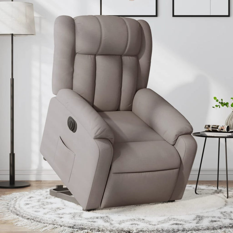 Relaxsessel mit Aufstehhilfe Elektrisch Taupe Stoff