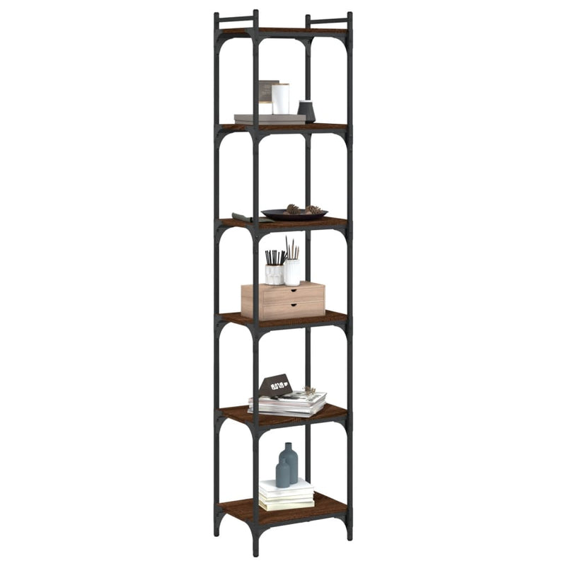 Bücherregal 6 Böden Braun Eiche-Optik 40x30x188cm Holzwerkstoff