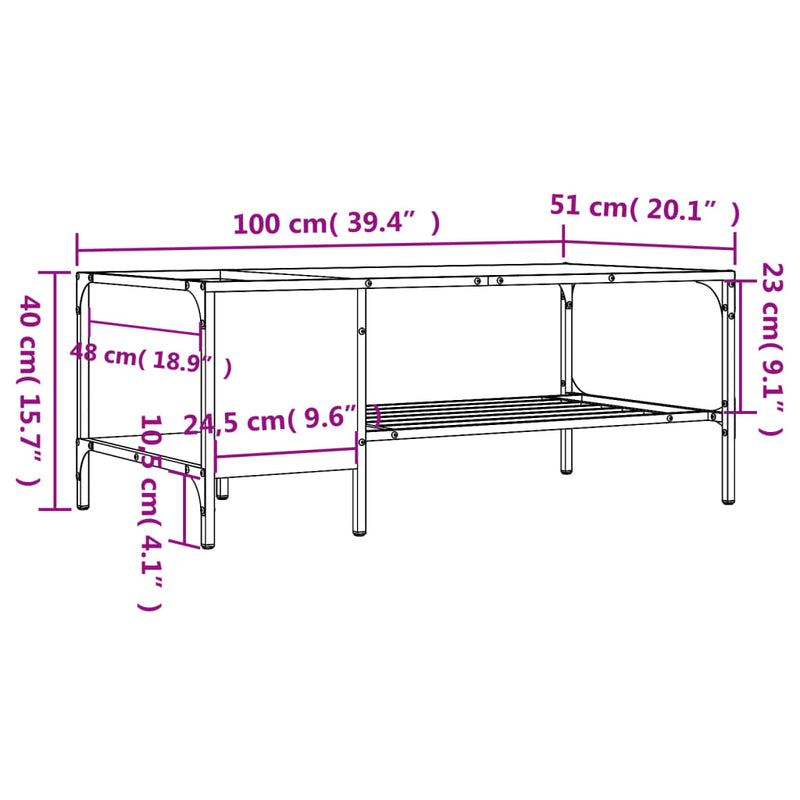 Couchtisch mit Regal Sonoma-Eiche 100x51x40 cm Holzwerkstoff