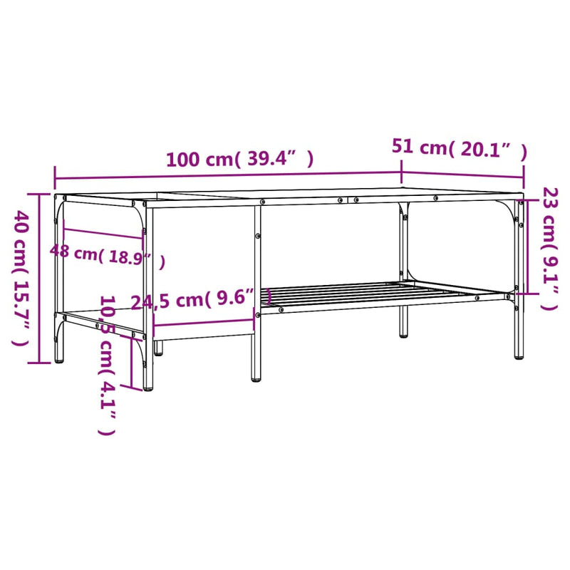 Couchtisch mit Regal Räuchereiche 100x51x40 cm Holzwerkstoff