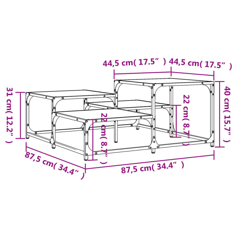 Couchtisch Schwarz 87,5x87,5x40 cm Holzwerkstoff