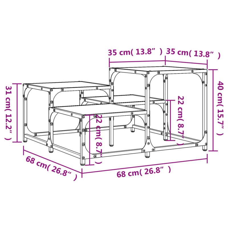 Couchtisch Schwarz 68x68x40 cm Holzwerkstoff