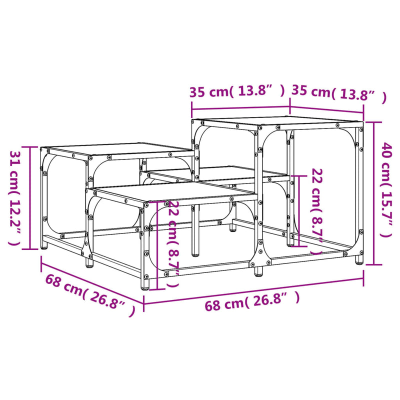 Couchtisch Grau Sonoma 68x68x40 cm Holzwerkstoff