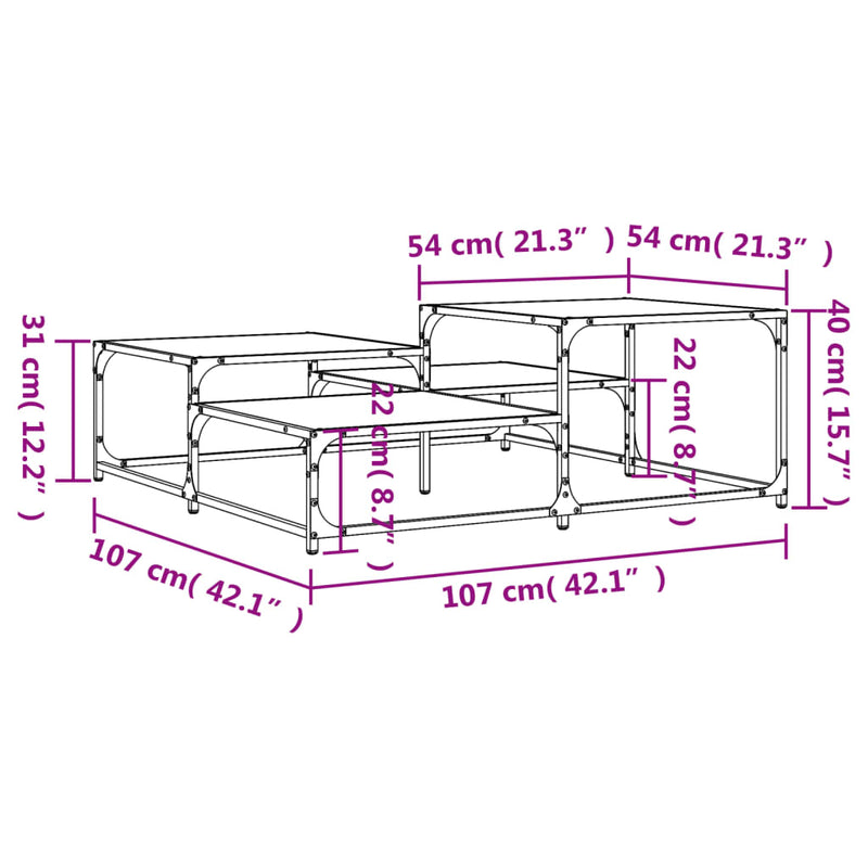 Couchtisch Schwarz 107x107x40 cm Holzwerkstoff