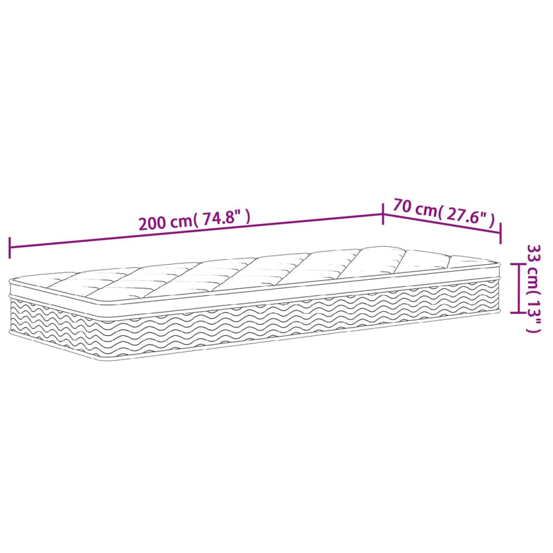 Matratze Taschenfederkern Medium Plus 70x200 cm