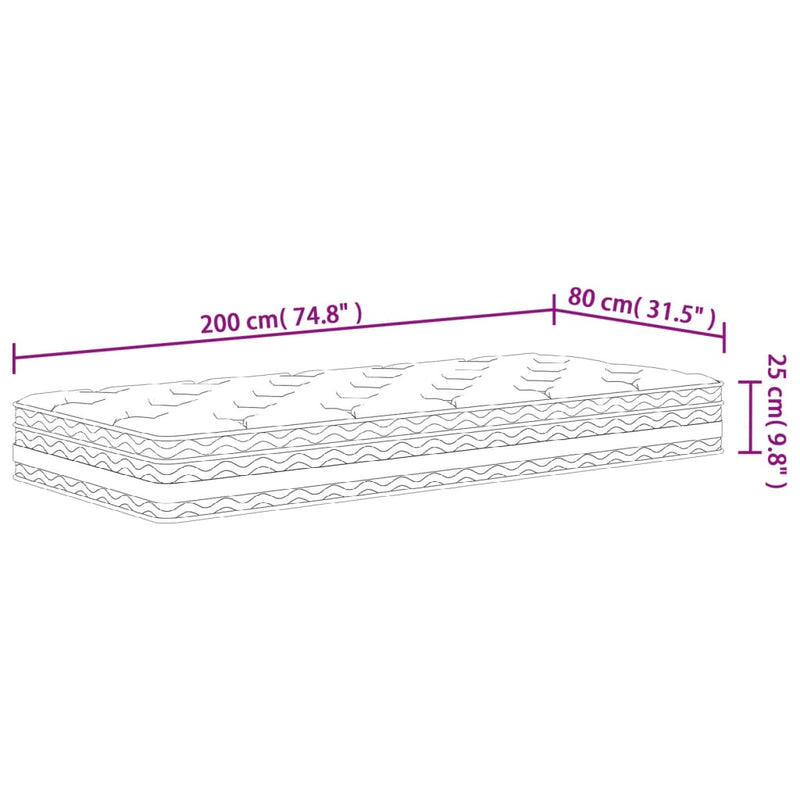 Matratze Taschenfederkern Mittel 80x200 cm