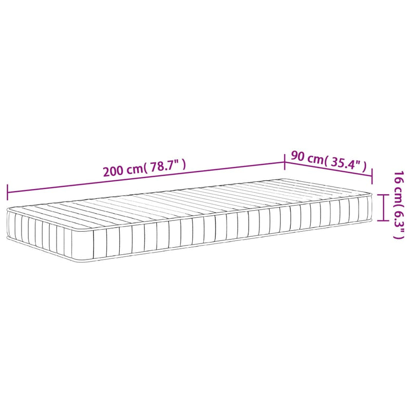 Matratze Schaumstoff Mittelweich 90x200 cm