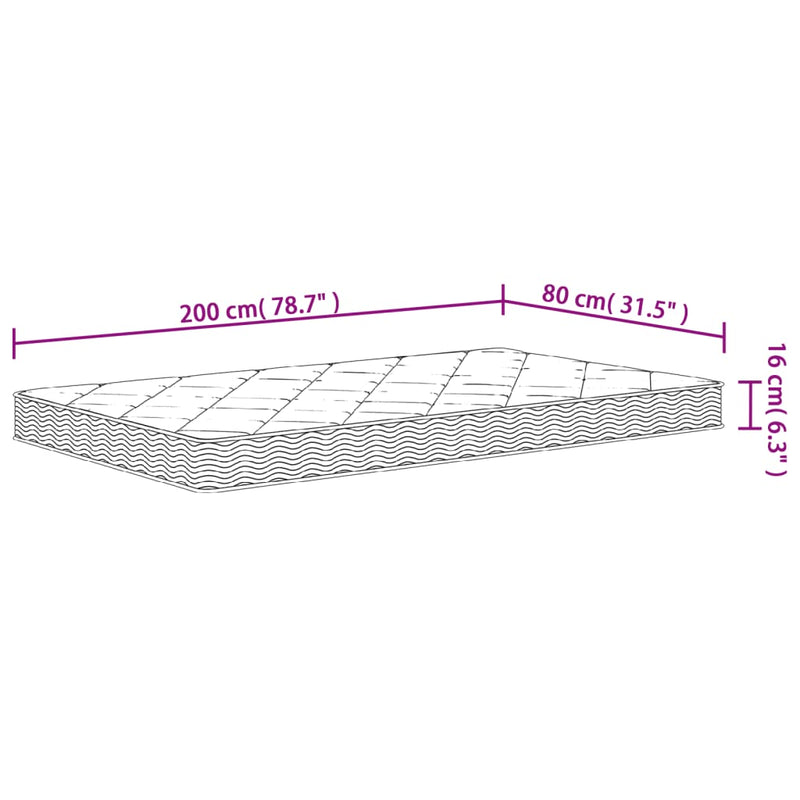 Matratze Schaumstoff Mittelweich 80x200 cm