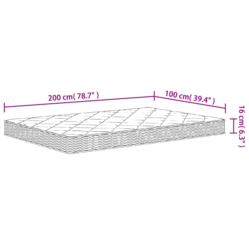 Matratze Schaumstoff Mittelweich 100x200 cm