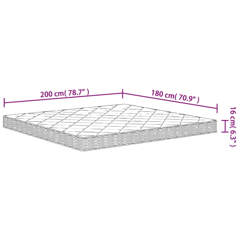 Matratze Schaumstoff Mittelweich 180x200 cm