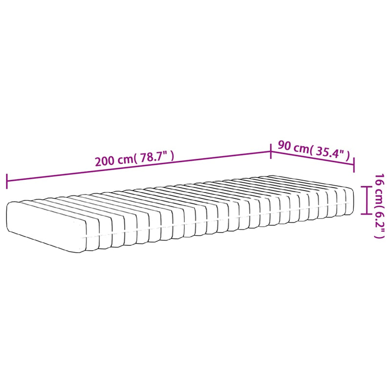 Matratze Schaumstoff Mittelweich 90x200 cm