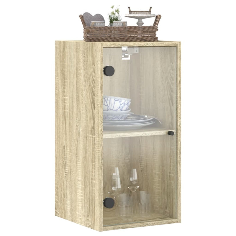 Wandschrank mit Glastüren Sonoma-Eiche 35x37x68,5 cm