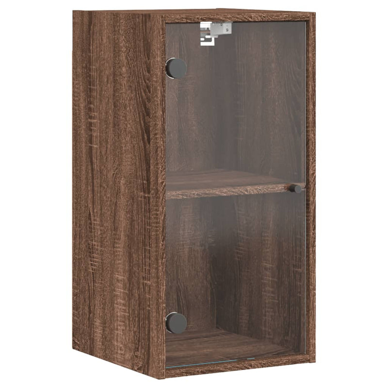 Wandschrank mit Glastüren Braun Eichen-Optik 35x37x68,5 cm