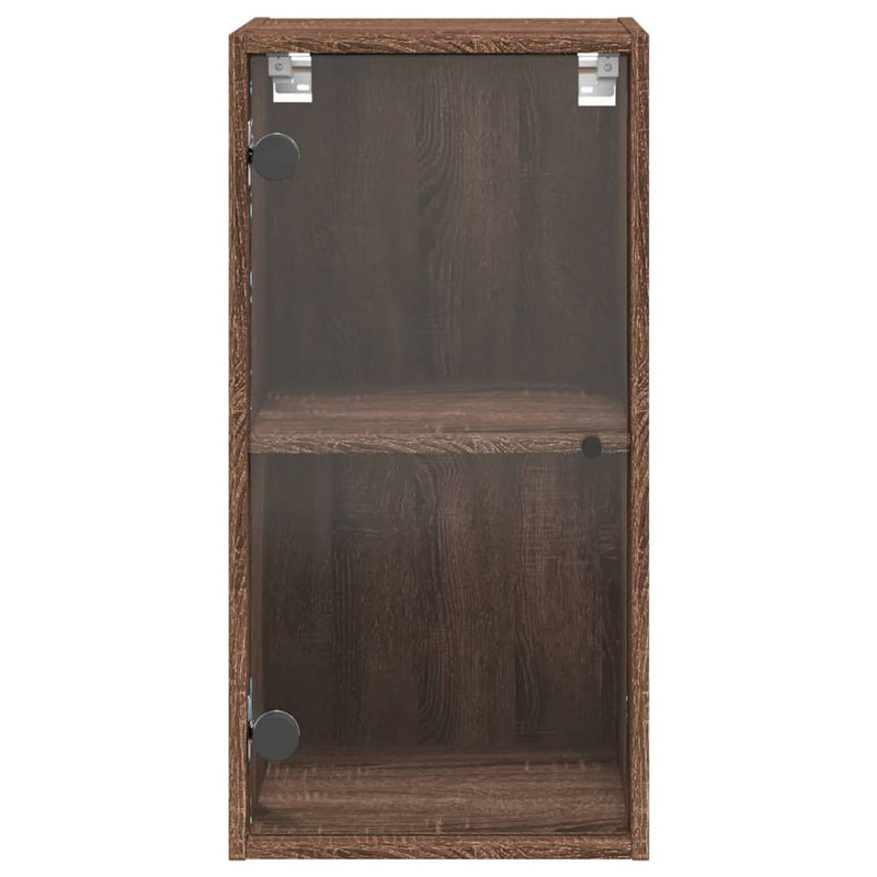 Wandschrank mit Glastüren Braun Eichen-Optik 35x37x68,5 cm