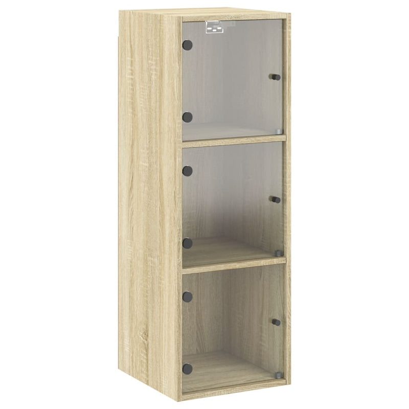 Wandschrank mit Glastüren Sonoma-Eiche 35x37x100 cm