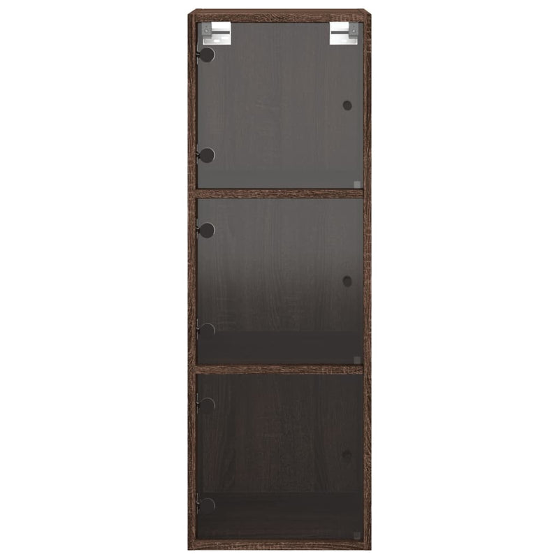 Wandschrank mit Glastüren Braun Eichen-Optik 35x37x100 cm