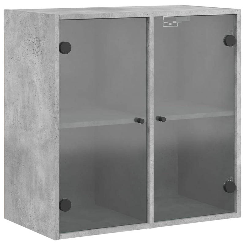 Wandschrank mit Glastüren Betongrau 68x37x68,5 cm