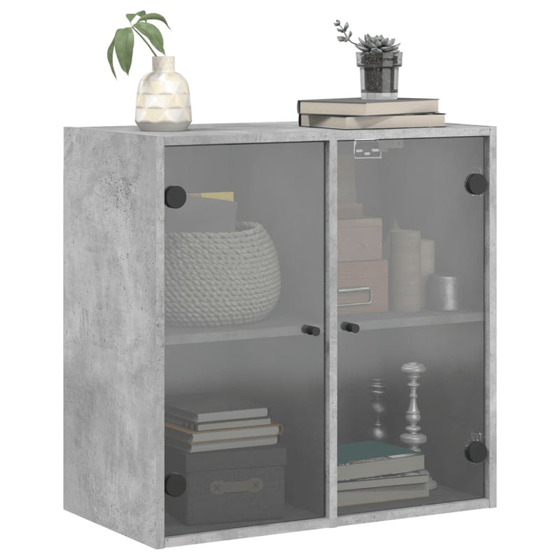 Wandschrank mit Glastüren Betongrau 68x37x68,5 cm