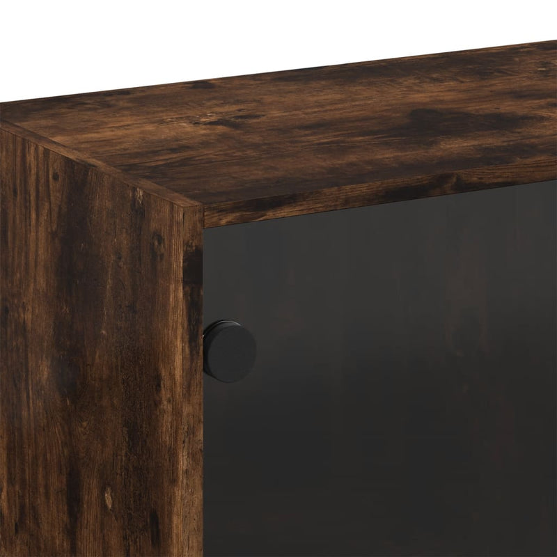 Wandschrank mit Glastüren Räuchereiche 68x37x68,5 cm