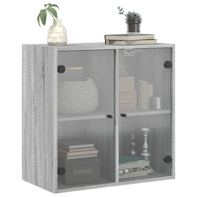 Wandschrank mit Glastüren Grau Sonoma 68x37x68,5 cm