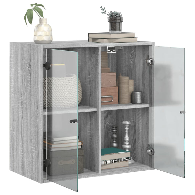 Wandschrank mit Glastüren Grau Sonoma 68x37x68,5 cm