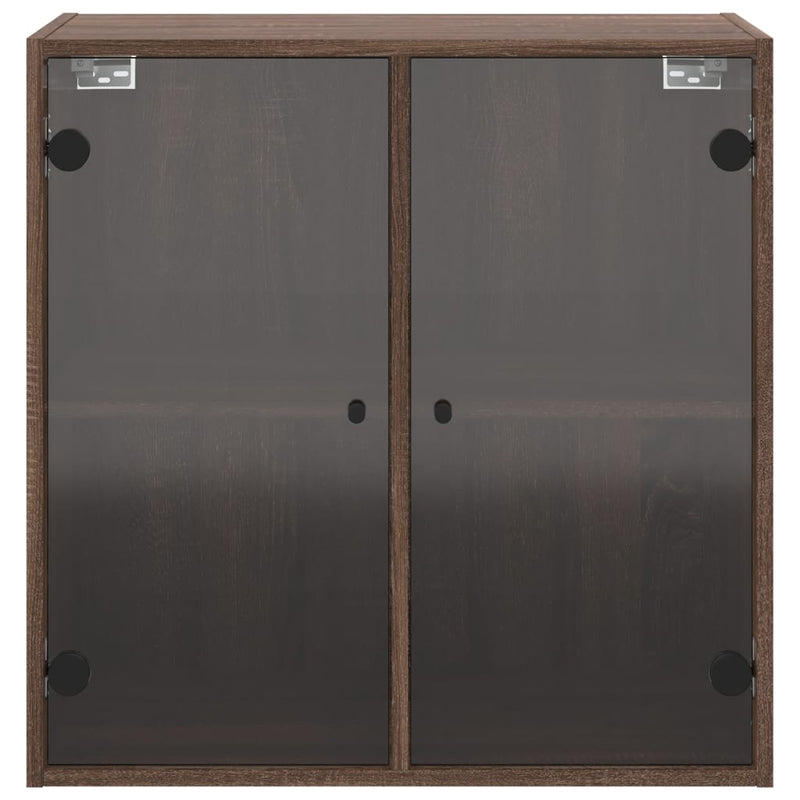 Wandschrank mit Glastüren Braun Eichen-Optik 68x37x68,5 cm