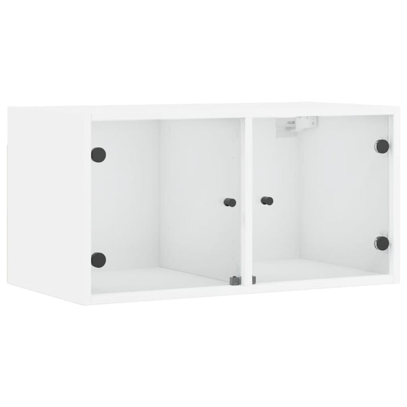 Wandschrank mit Glastüren Weiß 68,5x37x35 cm