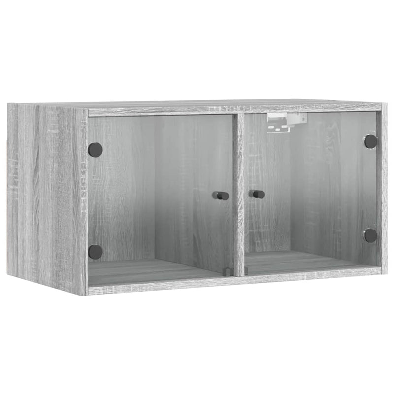 Wandschrank mit Glastüren Grau Sonoma 68,5x37x35 cm