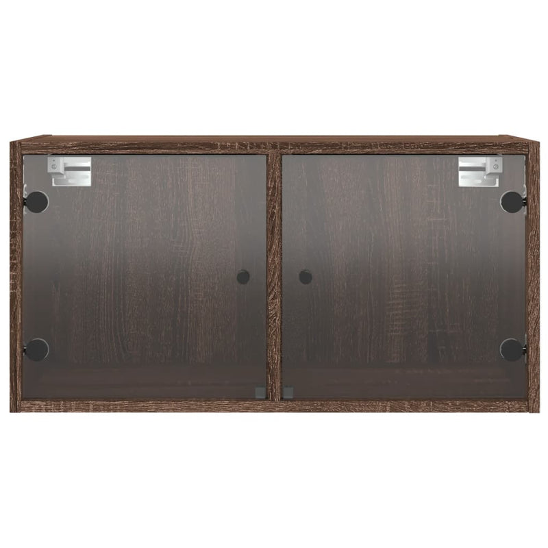 Wandschrank mit Glastüren Braun Eichen-Optik 68,5x37x35 cm