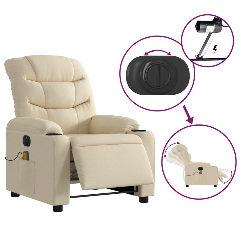 Massagesessel Elektrisch Creme Stoff