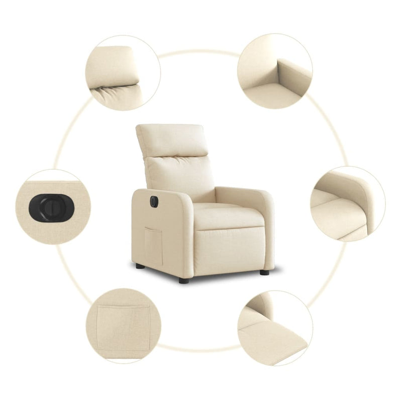 Relaxsessel Elektrisch Creme Stoff