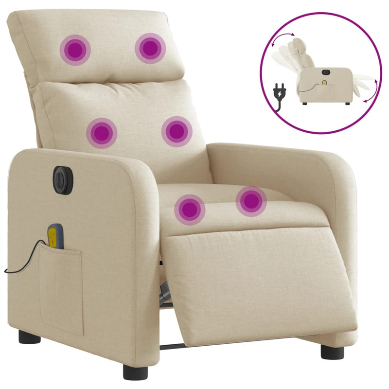 Massagesessel Elektrisch Creme Stoff