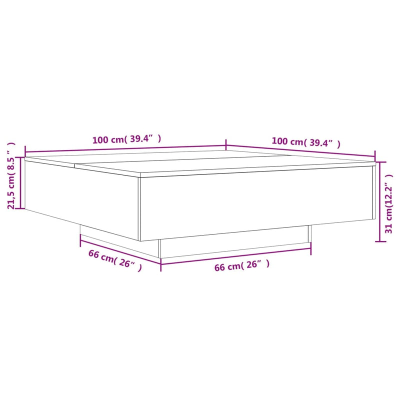 Couchtisch Braun Eichen-Optik 100x100x31 cm Holzwerkstoff