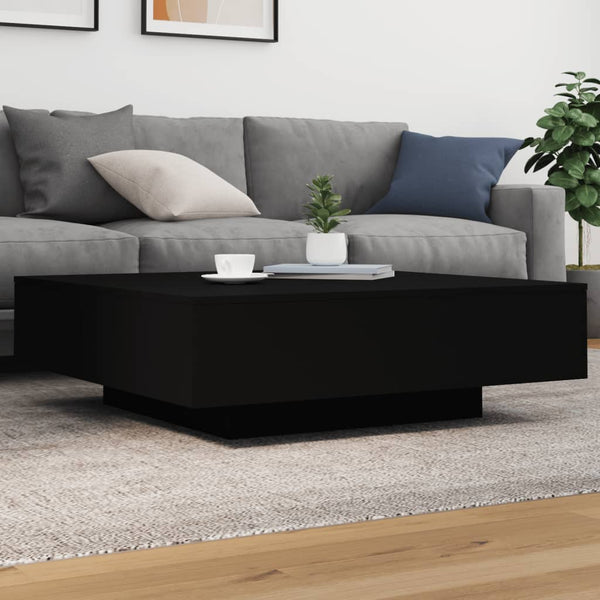 Couchtisch mit LED-Leuchten Schwarz 100x100x31 cm