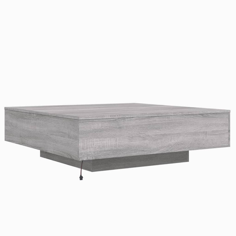 Couchtisch mit LED-Leuchten Grau Sonoma 100x100x31 cm