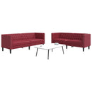3-Tlg. Chesterfield-Sofa-Set Kunstleder