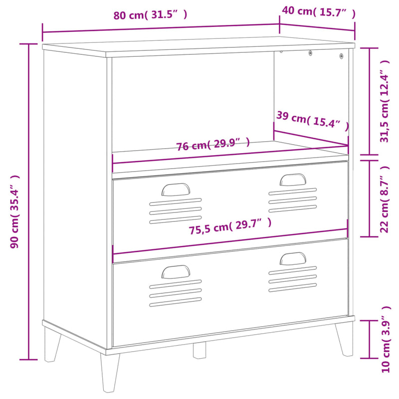 Bücherschrank VIKEN Schwarz 80x40x90 cm Holzwerkstoff