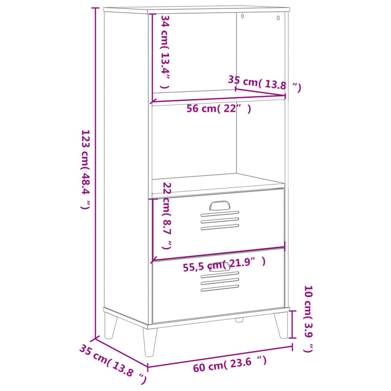 Bücherschrank VIKEN Weiß 60x35x123 cm Holzwerkstoff